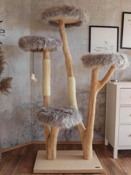 Octor  Solid Beech Wood Cat Tree with Comfortable Handcrafted Perches